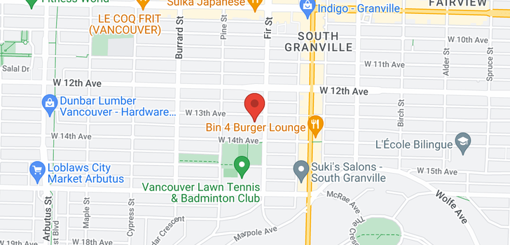 map of 102 1616 W 13TH AVENUE